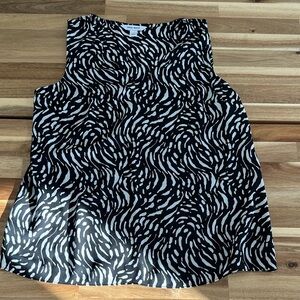 Nine West Black and White Print Sleeveless Blouse